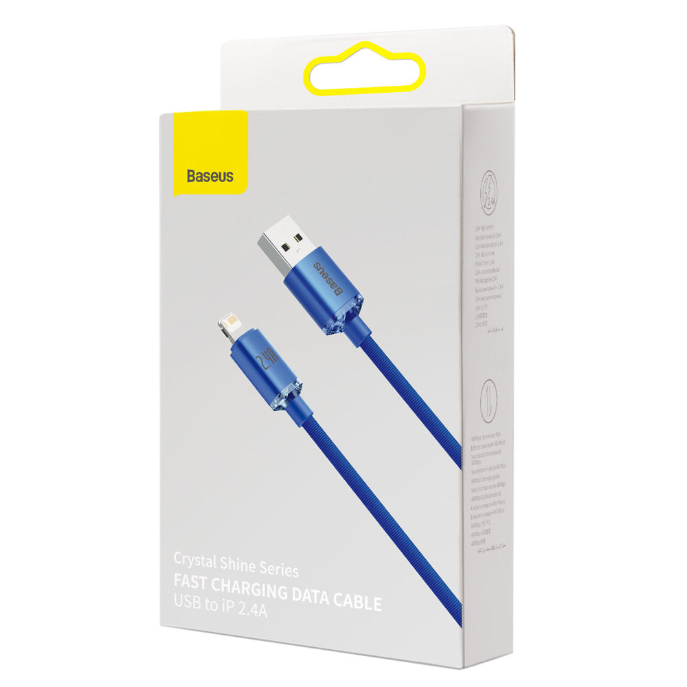 USB-A to Lightning Data and Charging Cable Baseus Crystal Shine Series, 18W, 1.2m, Blue CAJY000003