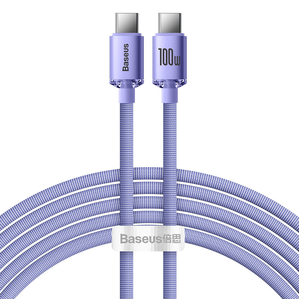 Dátový a nabíjací kábel USB-C - USB-C Baseus Crystal Shine Series, 100 W, 2 m, fialový CAJY000705