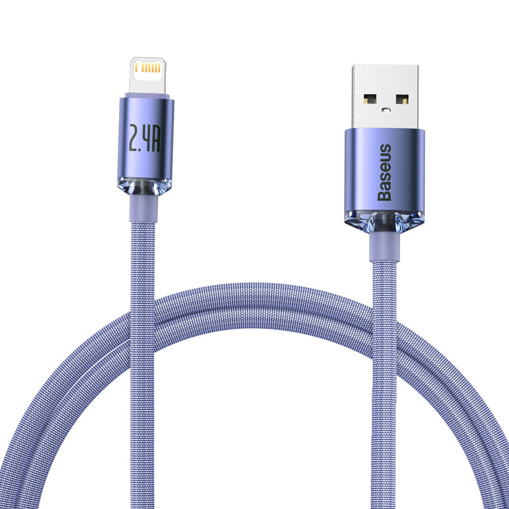 USB-A to Lightning Data and Charging Cable Baseus Crystal Shine Series, 18W, 1.2m, Purple CAJY000005