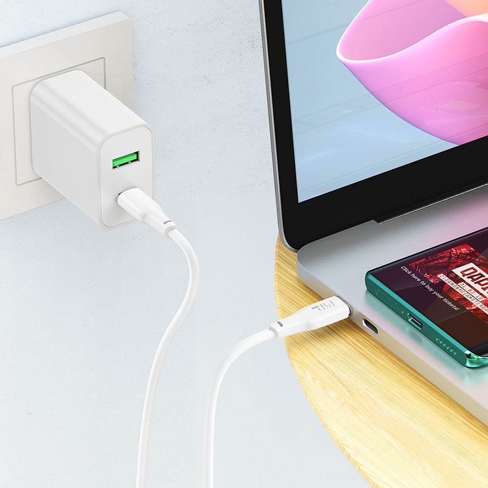 Dátový a nabíjací kábel USB-C - USB-C HOCO X93 USB-C, 100 W, 2 m, biely