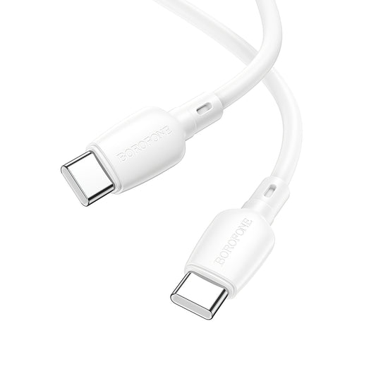 Dátový a nabíjací kábel USB-C - USB-C Borofone BX93, 60 W, 1 m, biely