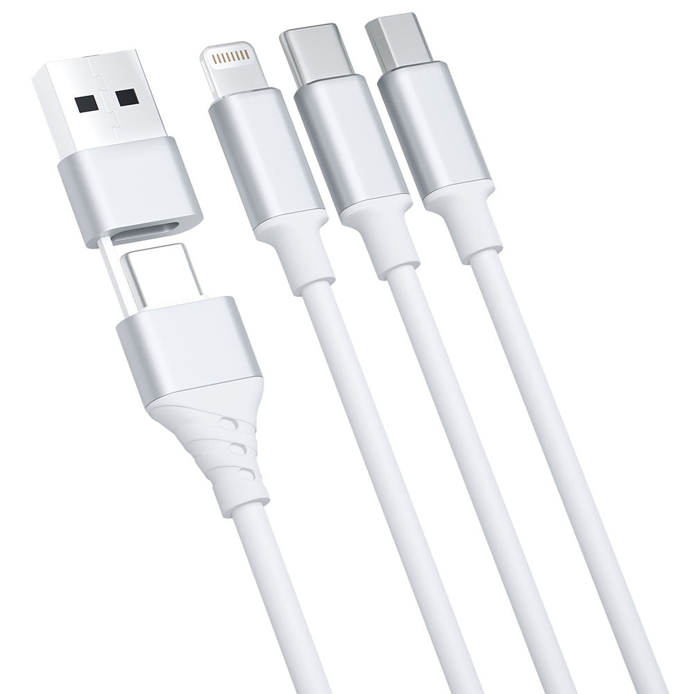 Nabíjací kábel USB-A / USB-C - Lightning / microUSB / USB-C 3MK Hyper 3in1, 12W, 1.5m, Biela