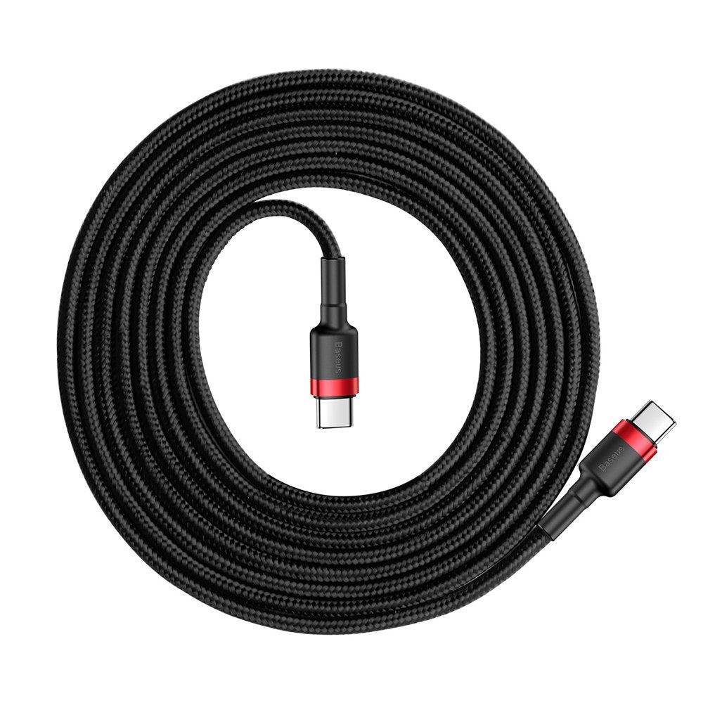 Dátový a nabíjací kábel USB-C - USB-C Baseus Cafule, 60 W, 2 m, červený CATKLF-H91
