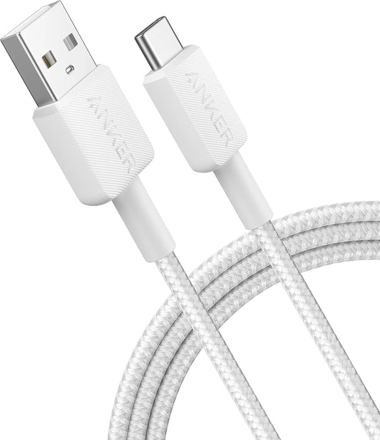 Dátový a nabíjací kábel USB-A na USB-C Anker 322, 18 W, 0,9 m, biely A81H5G21