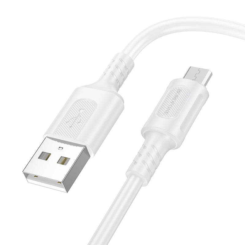 Dátový a nabíjací kábel USB-A - microUSB Borofone BX111 Feliz, 18 W, 1 m, biely