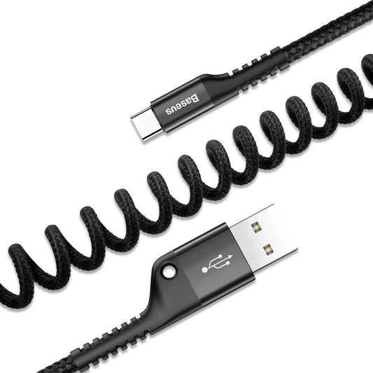 Dátový a nabíjací kábel USB-A - USB-C Baseus Fish Eye Spring, 18 W, 1 m, čierny CATSR-01 CATSR-01