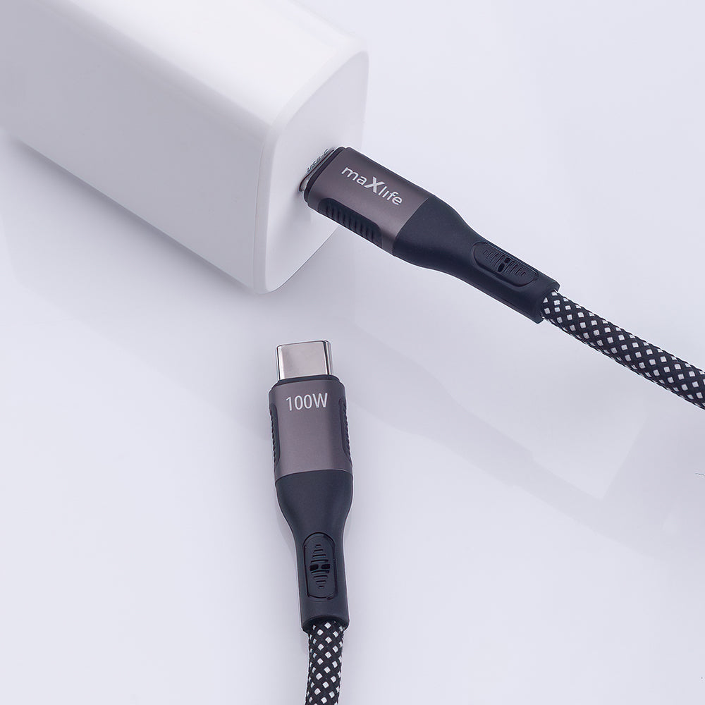 Dátový a nabíjací kábel USB-C - USB-C MaXlife MXUC-11 Magnetic, 100W, 1m, čierny