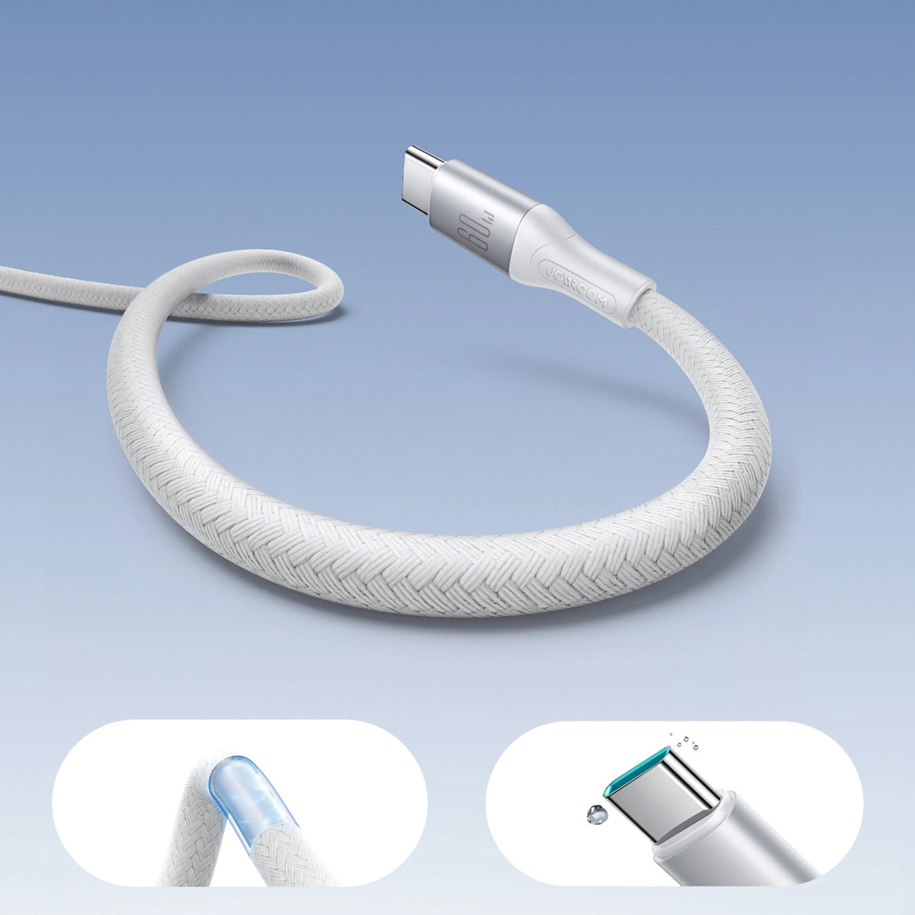 Dátový a nabíjací kábel USB-C - USB-C Joyroom S-A28 Flash, 60W, 1m, Biela