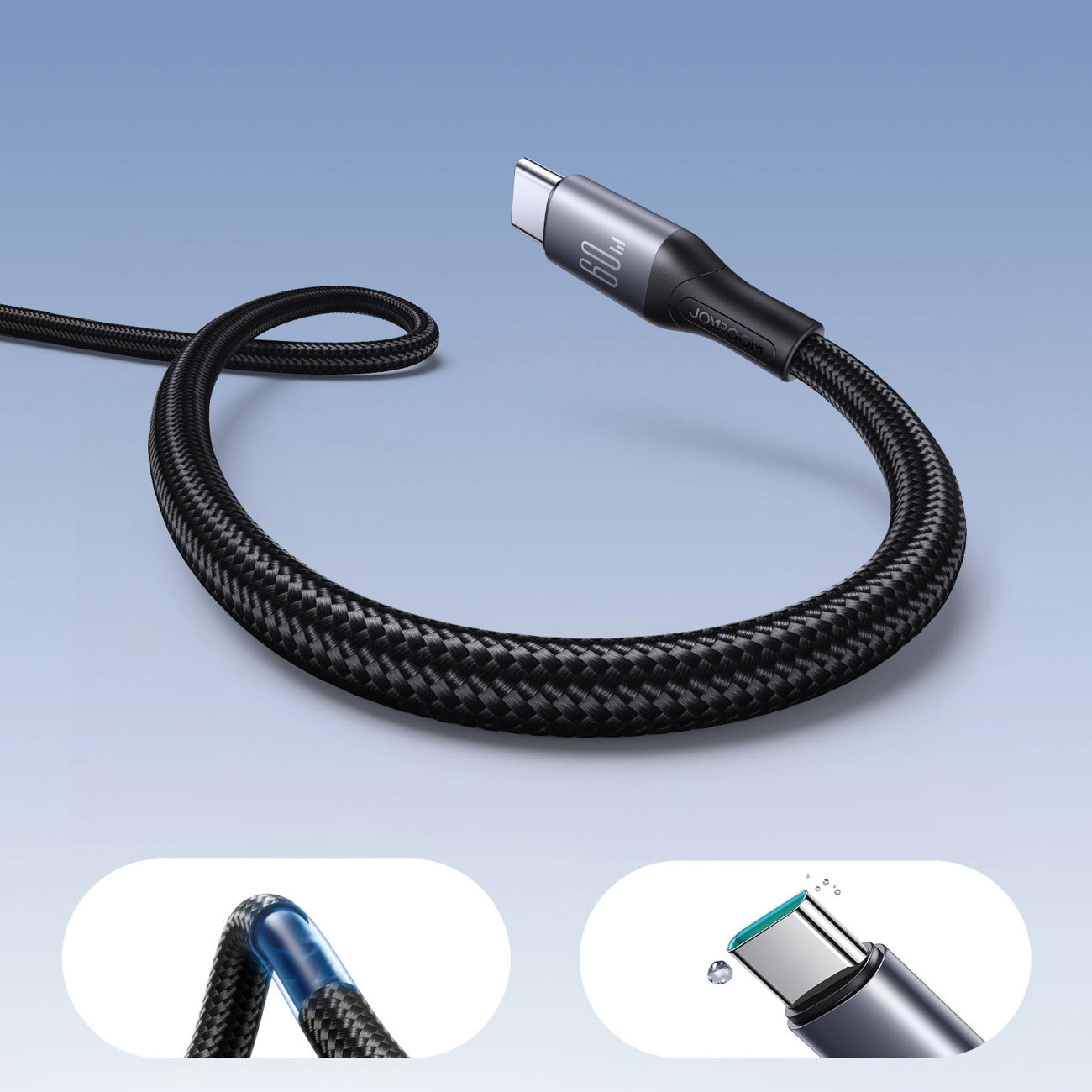 Dátový a nabíjací kábel USB-C - USB-C Joyroom S-A28 Flash, 60W, 1m, čierny