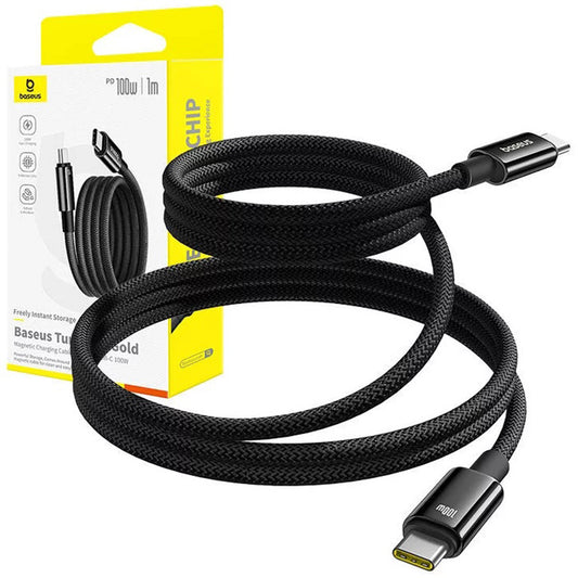 Dátový a nabíjací kábel USB-C - USB-C Baseus Tungsten Gold, 100W, 1m, Čierny P10319805111-00