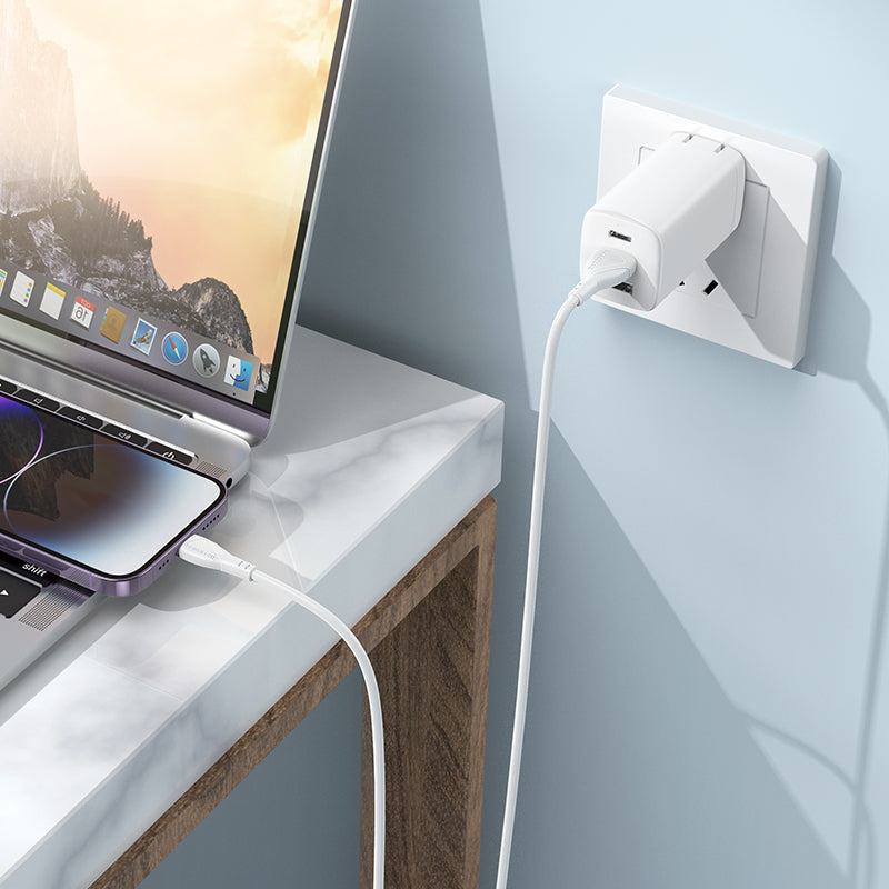 Dátový a nabíjací kábel USB-A - Lightning Borofone BX121 Energy, 18W, 1m, Biela