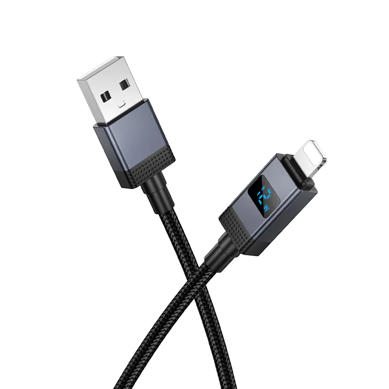 Dátový a nabíjací kábel USB-A - Lightning HOCO X118 Display, 12W, 1m, čierny