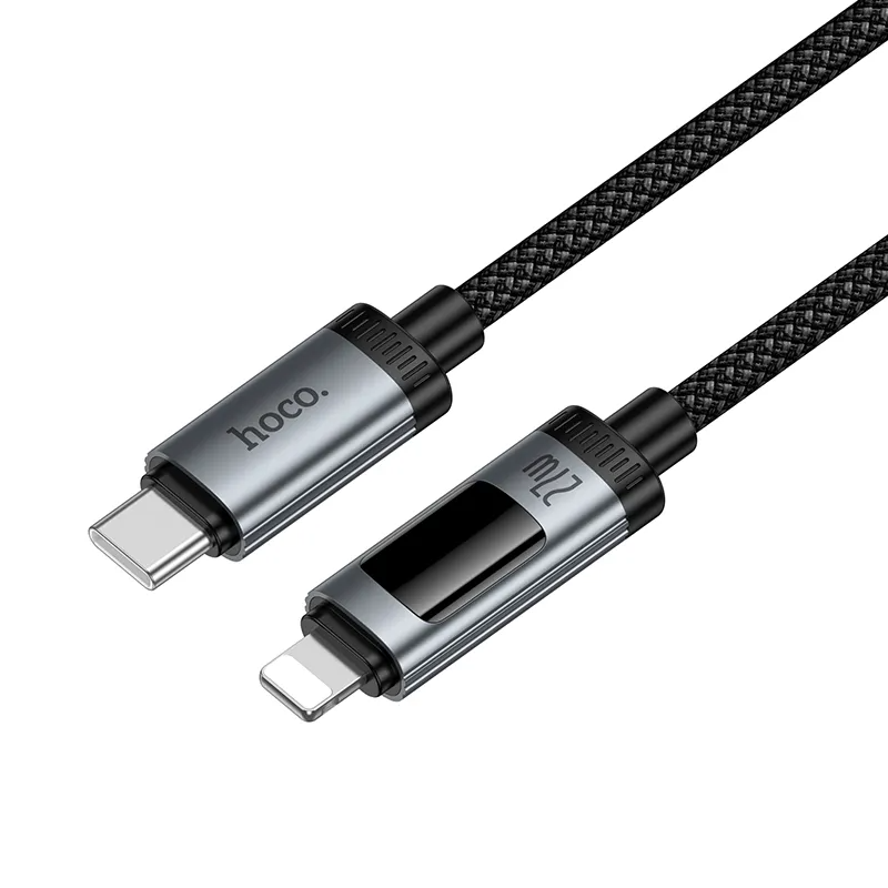 Dátový a nabíjací kábel USB-C - Lightning HOCO Display U148, 27W, 1.2m, čierny