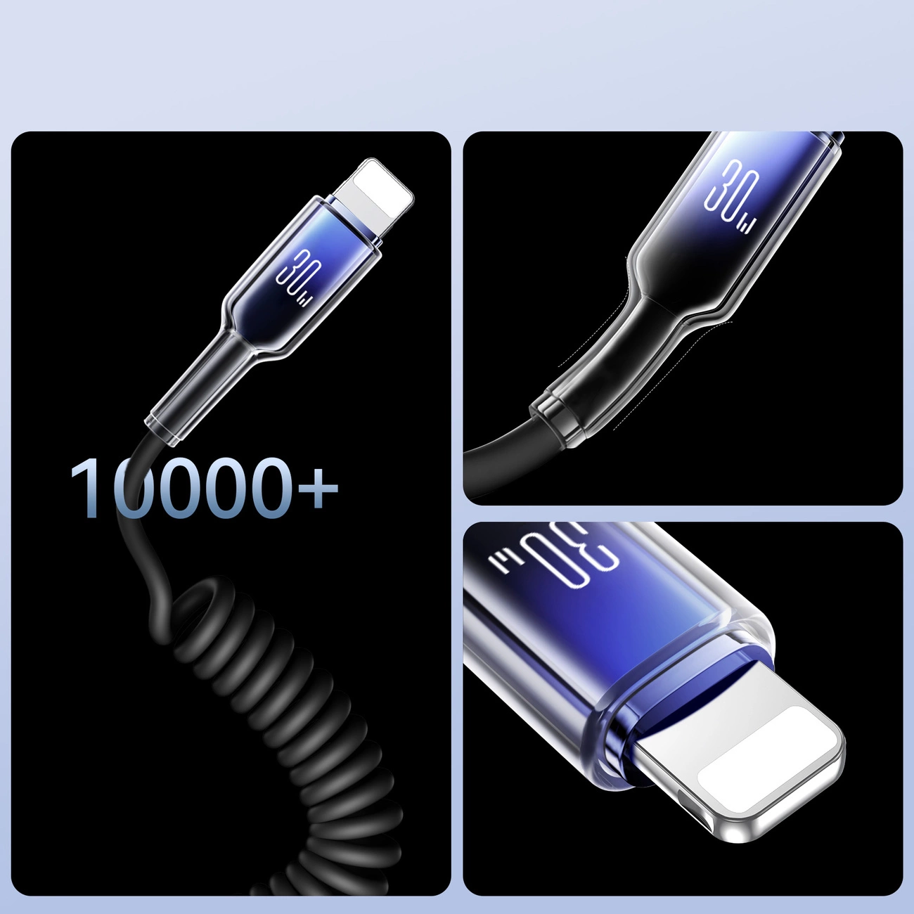 Dátový a nabíjací kábel USB-C - Lightning Joyroom S-A43 Crystal, 30W, 1.5m, čierny