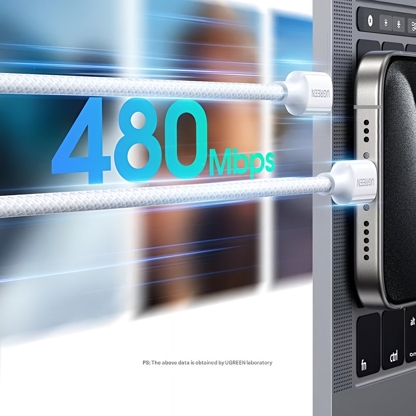 Dátový a nabíjací kábel USB-C - USB-C UGREEN L501, 60W, 2m, čierny