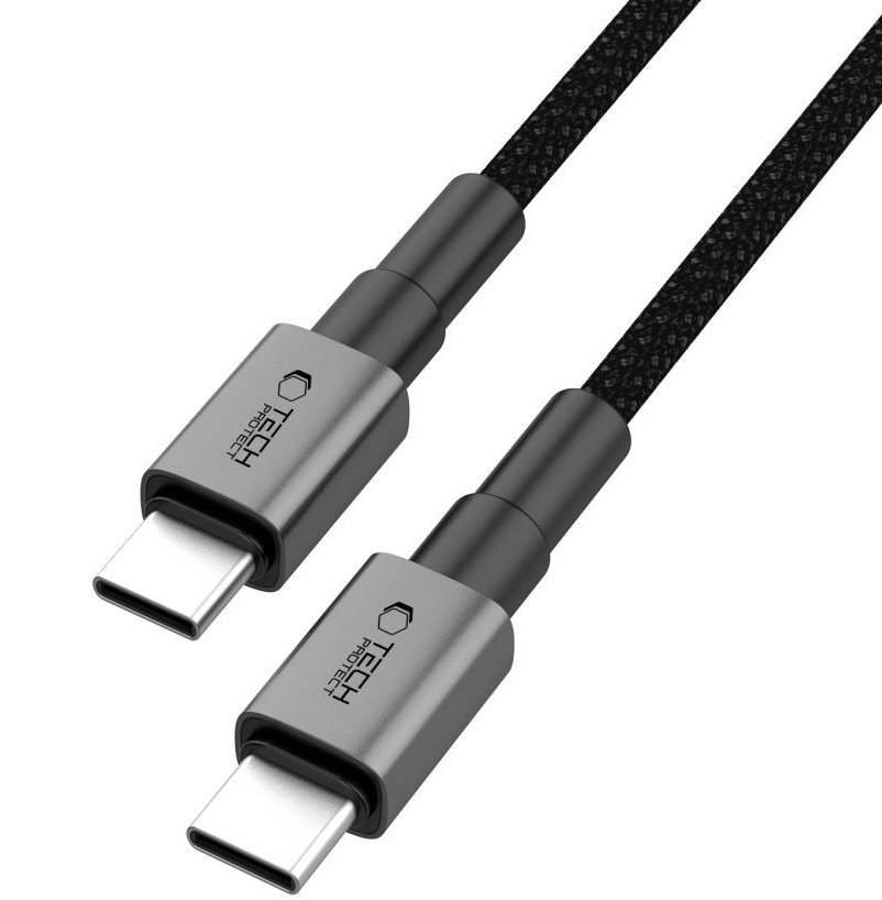 Dátový a nabíjací kábel USB-C - USB-C Tech-Protect Ultraboost DNA MagTwist, 100W, 1m, Sivý