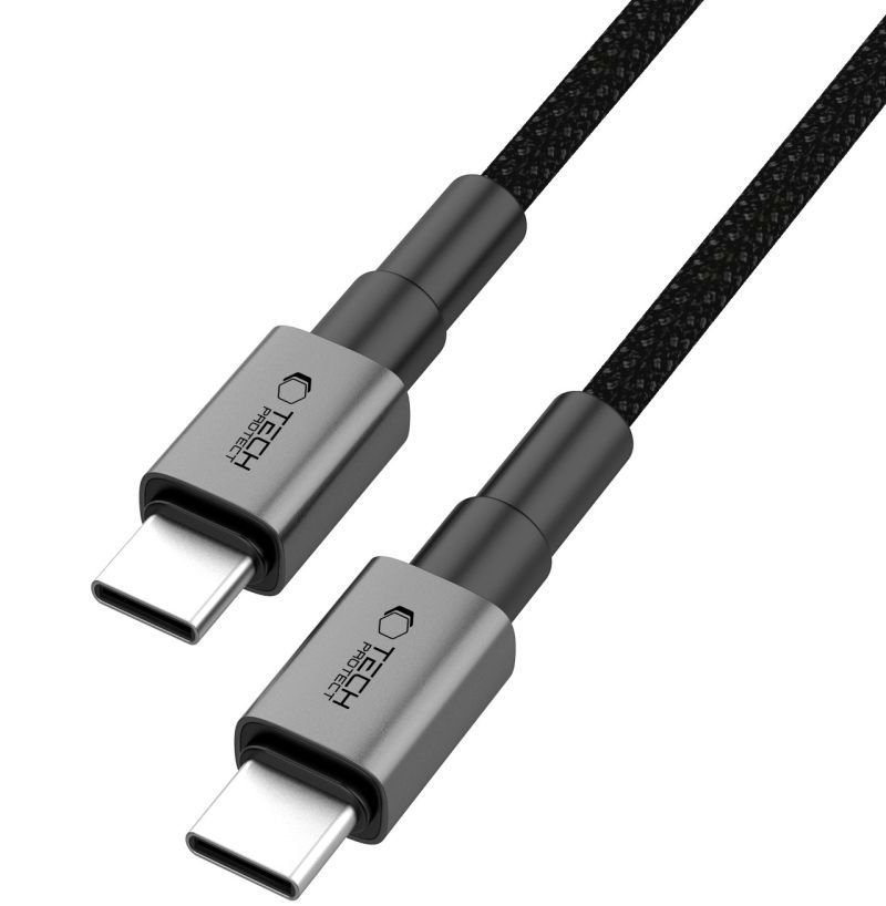 Dátový a nabíjací kábel USB-C - USB-C Tech-Protect Ultraboost DNA MagTwist, 100W, 2m, Sivý