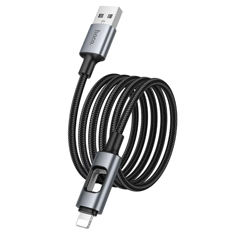 Dátový a nabíjací kábel USB-A - Lightning HOCO U144 Led, 18W, 1.2m, Čierny