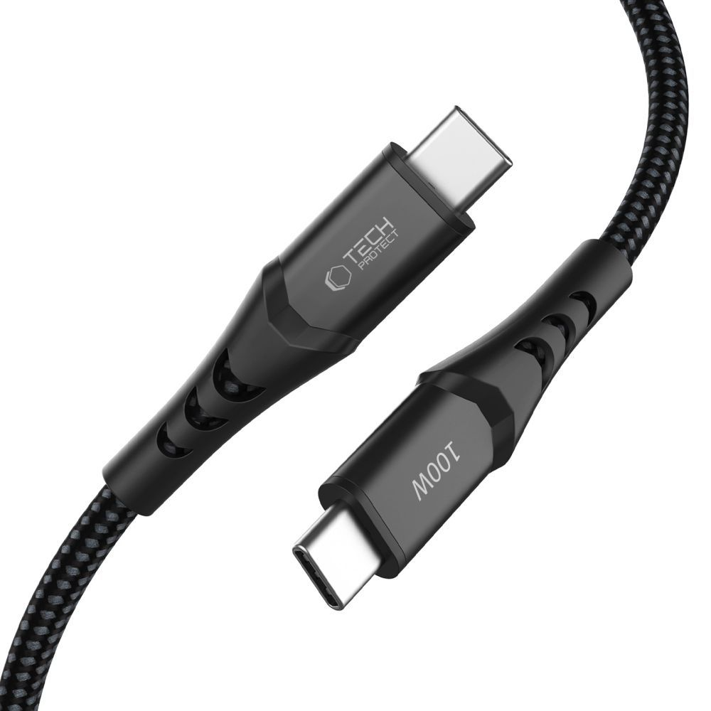 USB-C dátový a nabíjací kábel - USB-C Tech-Protect UB11T Ultraboost, 100W, 1m, čierny
