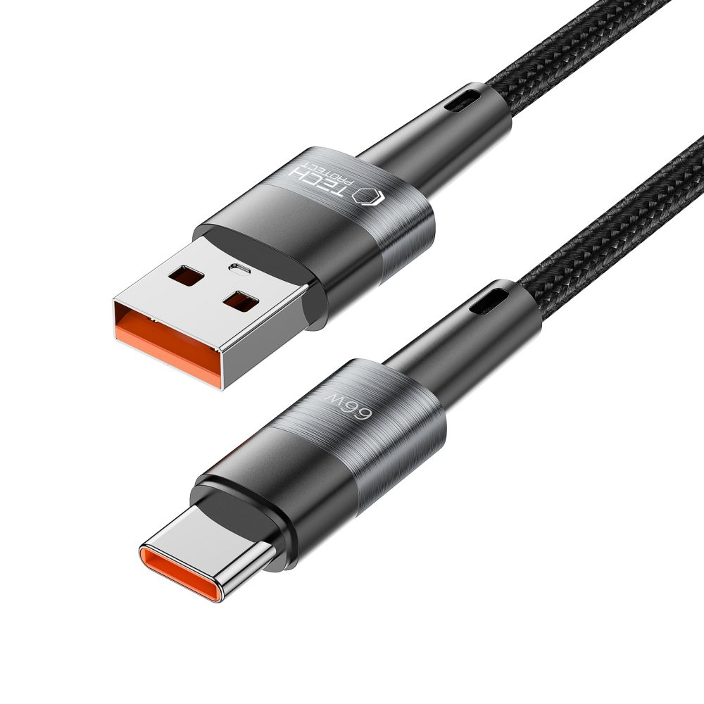 USB-A na USB-C dátový a nabíjací kábel Tech-Protect Ultraboost, 66W, 0,5 m, sivý