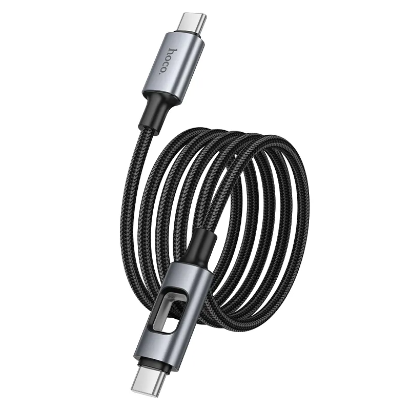 Dátový a nabíjací kábel USB-C - USB-C HOCO U144 Led, 60W, 1,2m, čierny