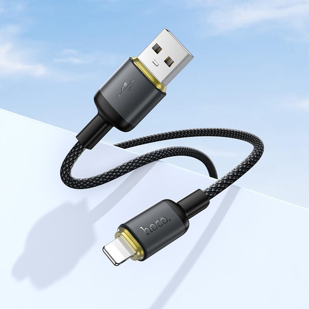 Dátový a nabíjací kábel USB-A - Lightning HOCO X128 Benefit, 12W, 1m, čierny