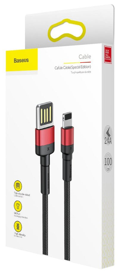 Dátový a nabíjací kábel USB-A - Lightning Baseus Cafule Special Edition, 18W, 1m, Červený CALKLF-G91