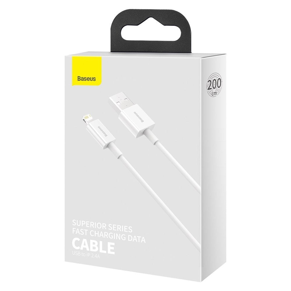 Dátový a nabíjací kábel USB-A - Lightning Baseus Superior Series, 20 W, 2 m, biely CALYS-C02