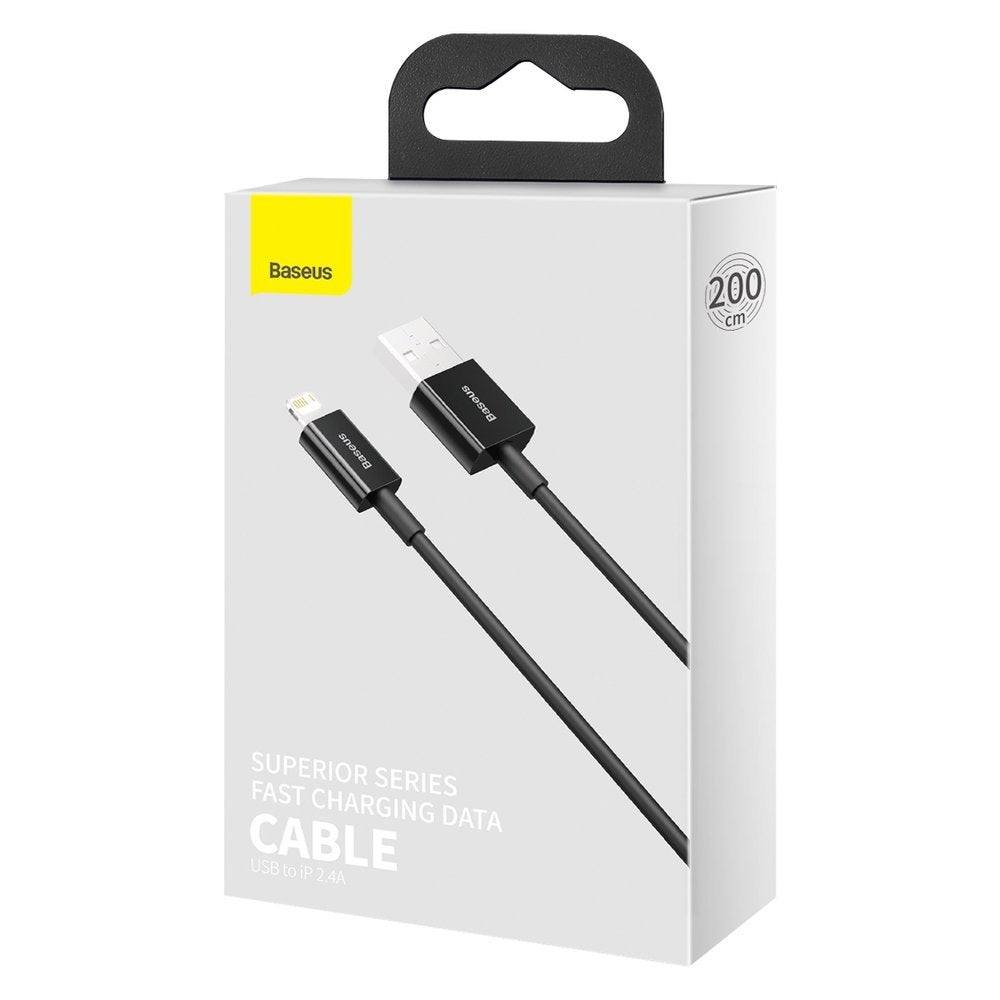 Dátový a nabíjací kábel USB-A - Lightning Baseus Superior Series, 20W, 2m, čierny CALYS-C01
