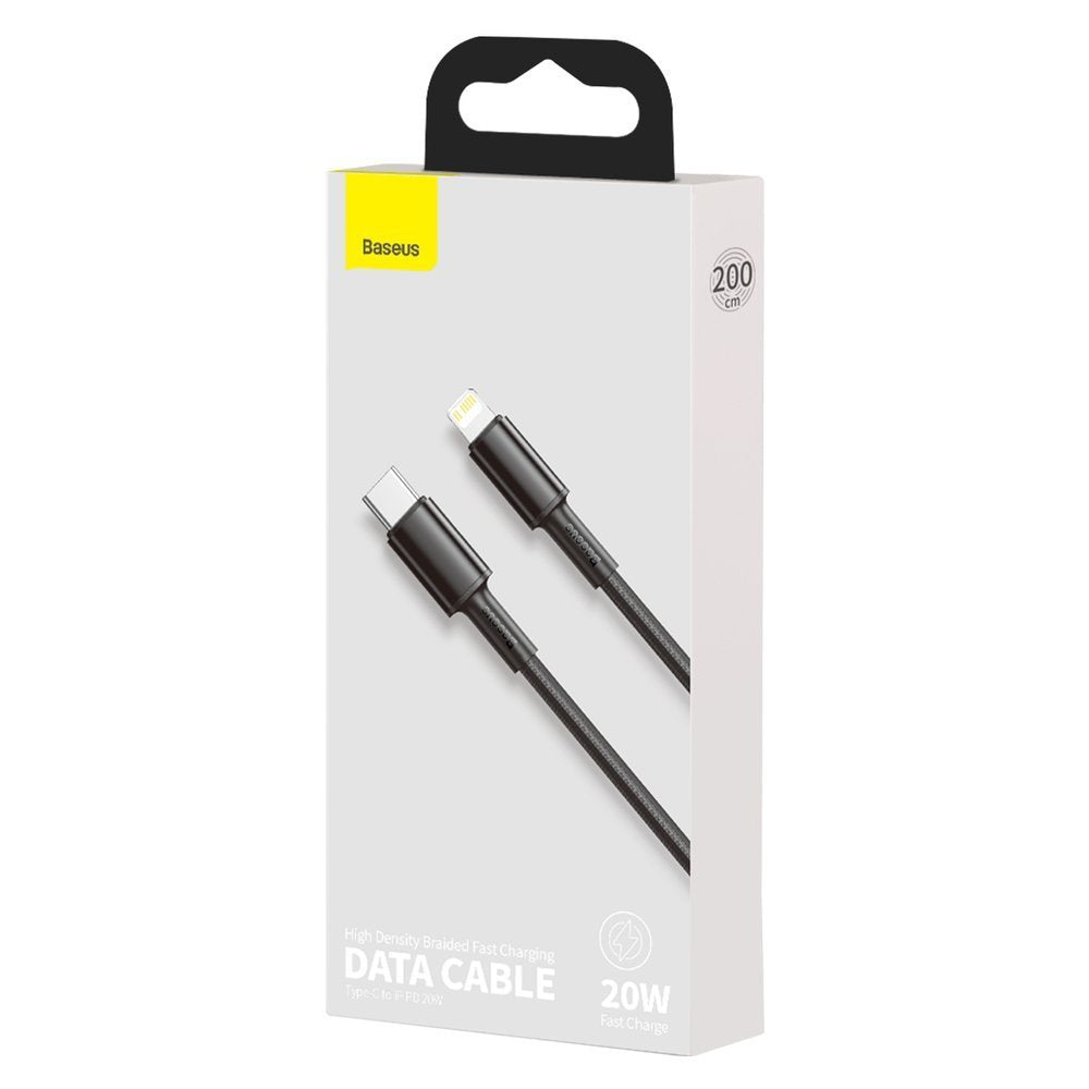 Dátový a nabíjací kábel USB-C - Lightning Baseus High Density Braided, 20W, 2m, čierny CATLGD-A01