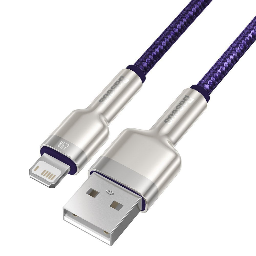 Dátový a nabíjací kábel USB-A - Lightning Baseus Cafule Metal Series, 18W, 2m, Fialový CALJK-B05