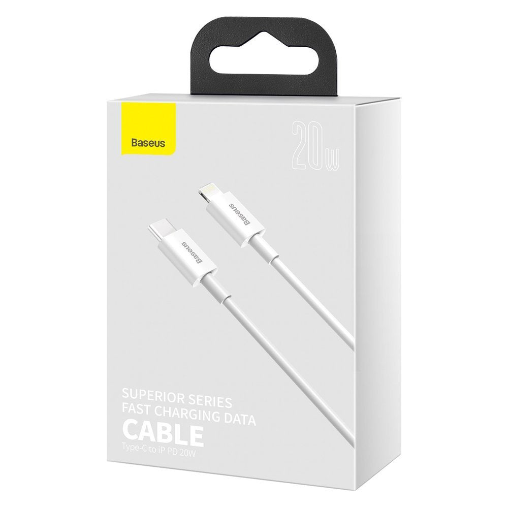Dátový a nabíjací kábel USB-C - Lightning Baseus Superior Series, 20W, 0.25m, Biely CATLYS-02