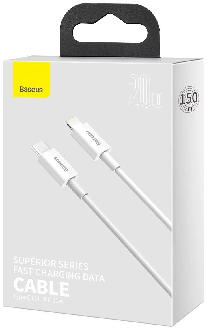 Dátový a nabíjací kábel USB-C - Lightning Baseus Superior Series, 20W, 1.5m, Biely CATLYS-B02