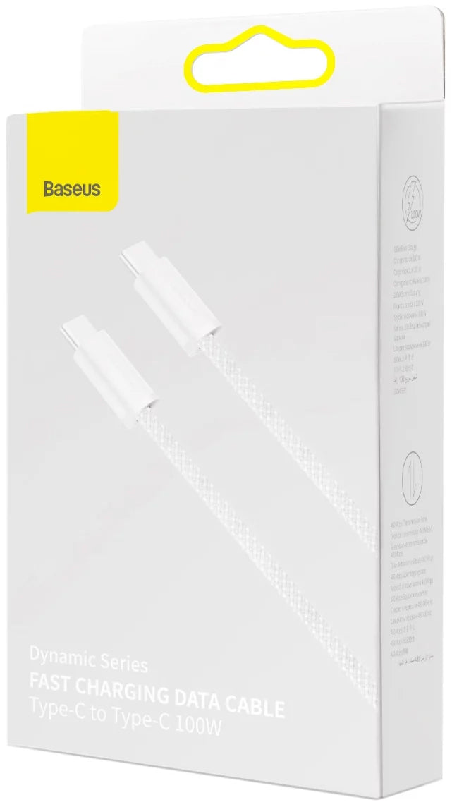 Dátový a nabíjací kábel USB-C - USB-C Baseus Dynamic Series, 100 W, 1 m, biely CALD000202