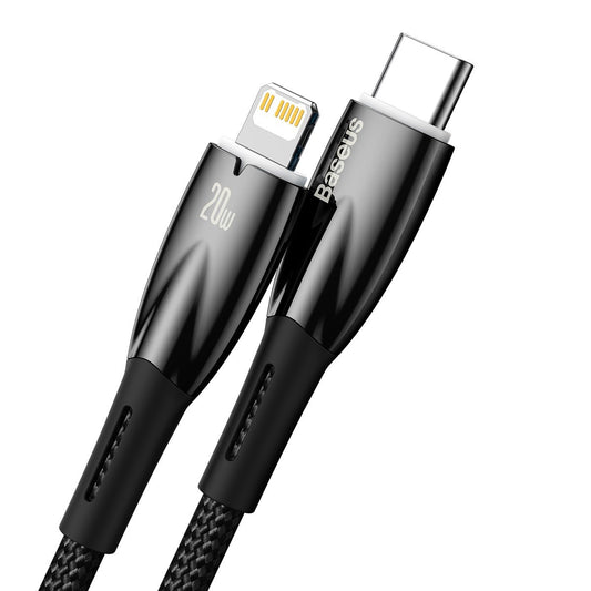 Baseus Glimmer Series USB-C - Lightning dátový a nabíjací kábel, 20 W, 2 m, čierny CADH00010101