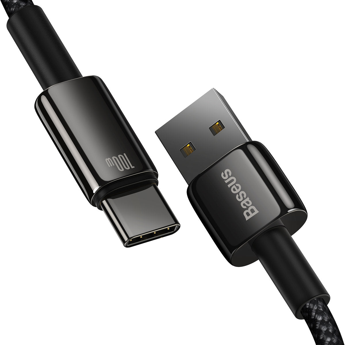 Dátový a nabíjací kábel USB-A na USB-C Baseus Tungsten Gold, 100 W, 2 m, čierny CAWJ00010101