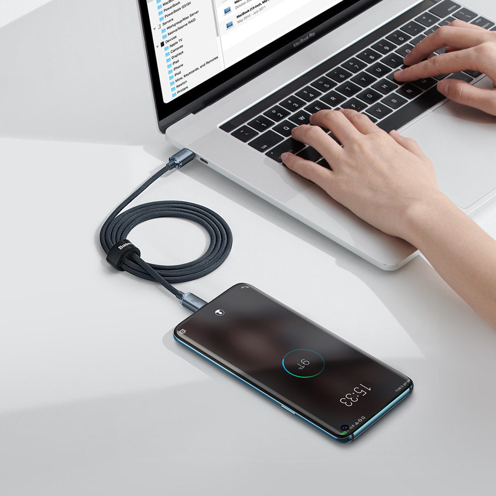 Dátový a nabíjací kábel USB-C - USB-C Baseus Crystal Shine Series, 100 W, 2 m, čierny CAJY000701