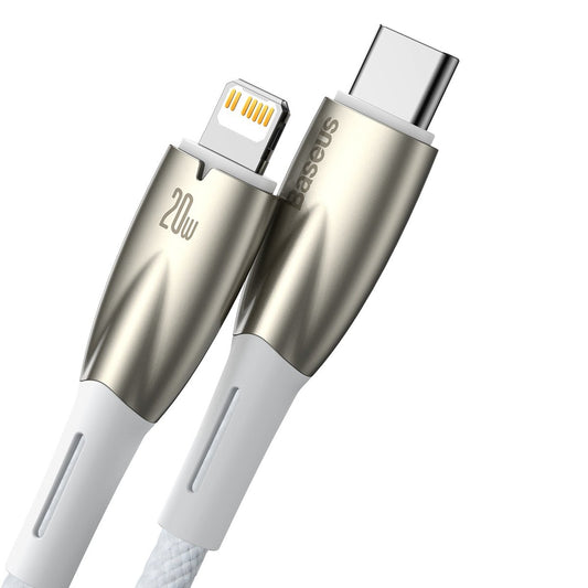 Baseus Glimmer Series USB-C - Lightning dátový a nabíjací kábel, 20 W, 1 m, biely CADH000002