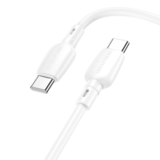 Dátový a nabíjací kábel USB-C - USB-C Borofone BX93, 60 W, 1 m, biely