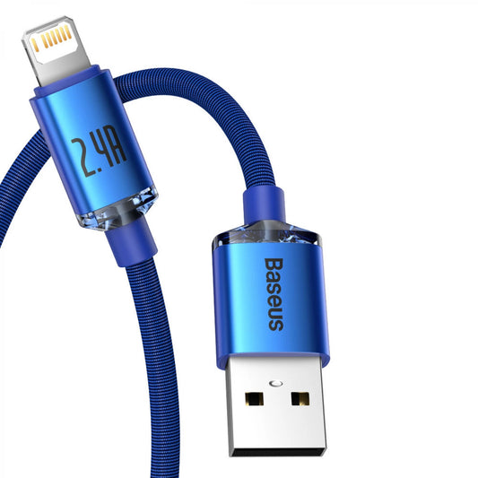Baseus Crystal Shine Series USB-A - Lightning dátový a nabíjací kábel, 18 W, 2 m, modrý CAJYY000103