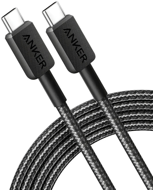 Dátový a nabíjací kábel USB-C - USB-C Anker 310, 240 W, 0,9 m, čierny A81D5H11