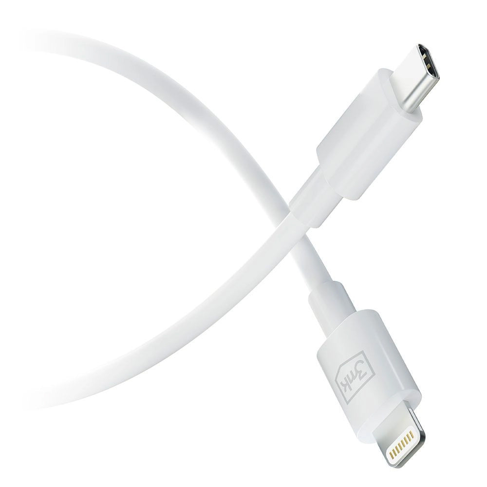 Dátový a nabíjací kábel USB-C - Lightning 3MK Hyper, 20W, 1,2 m, biely