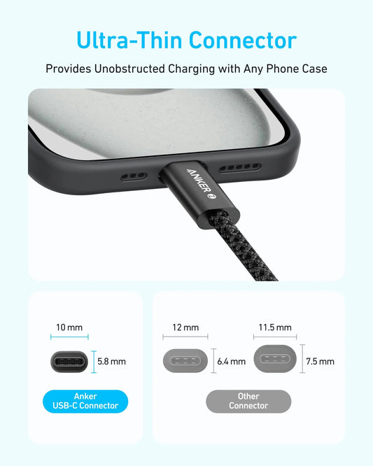 Dátový a nabíjací kábel USB-C - USB-C Anker Zolo, 240W, 1m, Čierny A8060H11