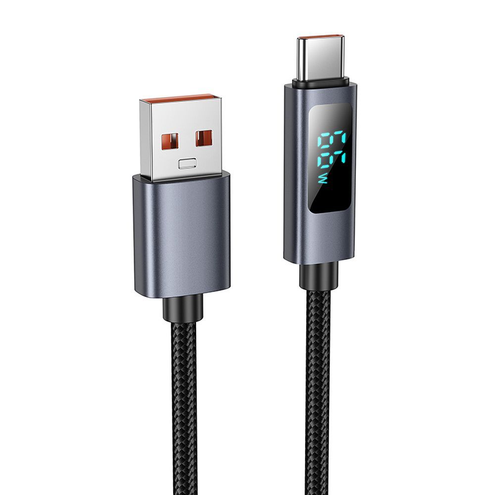 Dátový a nabíjací kábel USB-A - USB-C HOCO Display X112, 100W, 1m, čierny