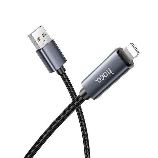 Dátový a nabíjací kábel USB-A - Lightning HOCO Display X112, 18W, 1m, čierny