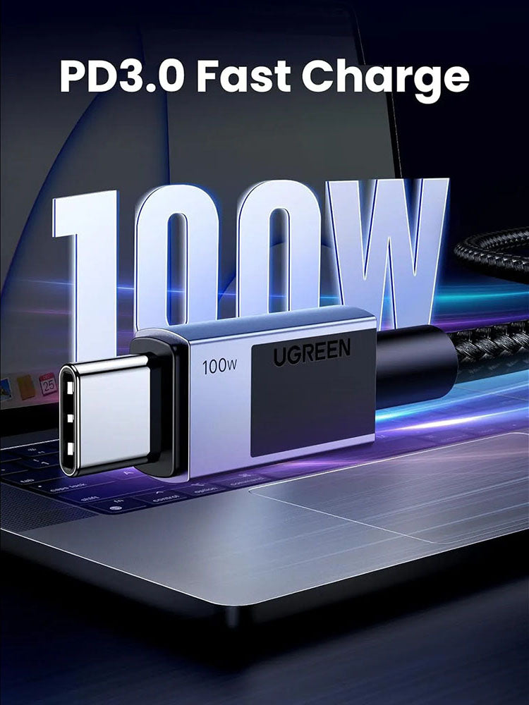 Dátový a nabíjací kábel USB-C - USB-C UGREEN L512, 100W, 3m, Sivý
