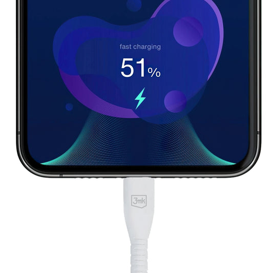 Dátový a nabíjací kábel USB-A - Lightning 3MK Hyper, 12W, 1.2m, Biela