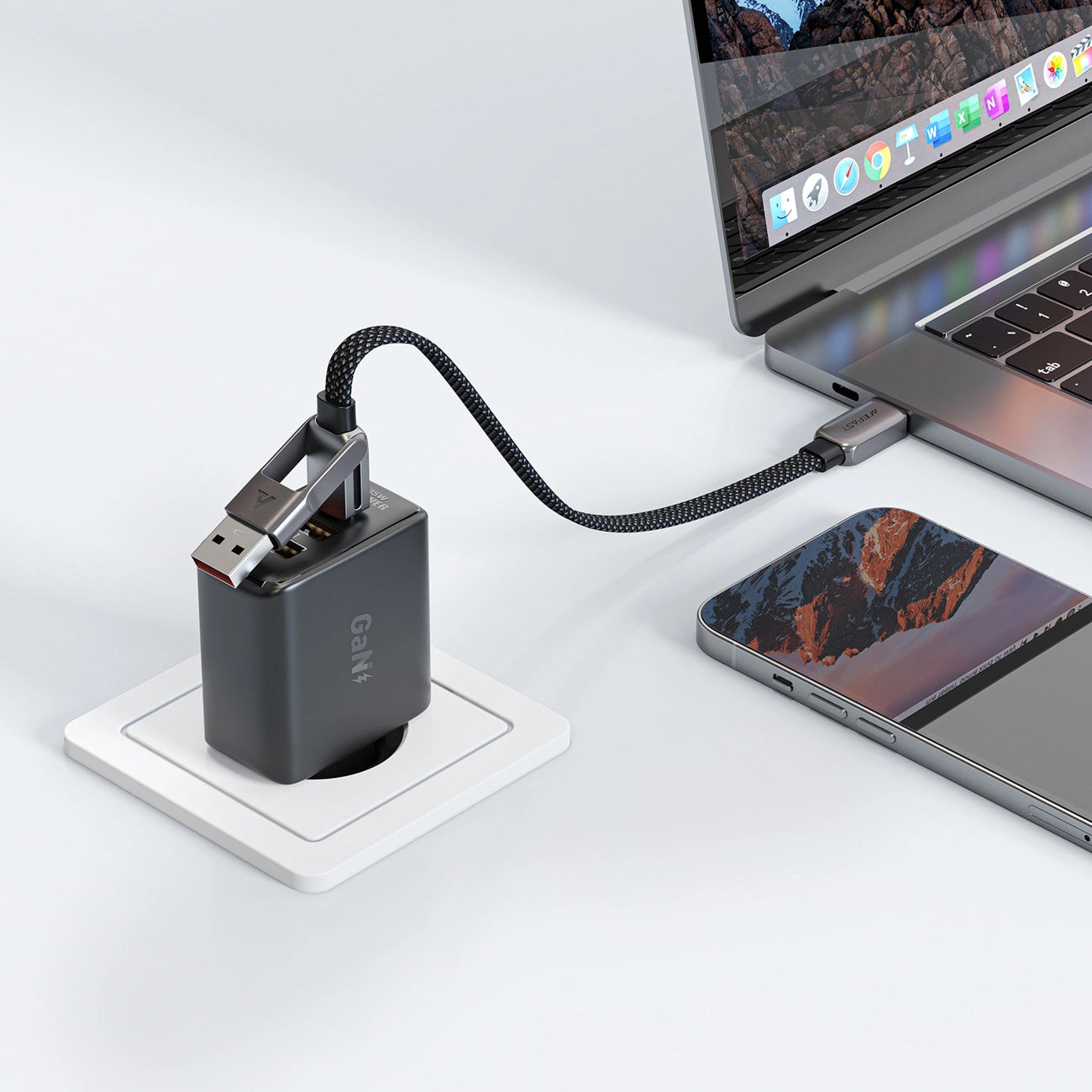 Dátový a nabíjací kábel USB-C - USB-A / USB-C Acefast C13-05, 60W, 0.2m, čierny