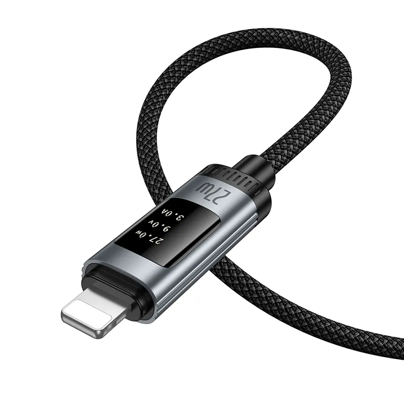 Dátový a nabíjací kábel USB-C - Lightning HOCO Display U148, 27W, 1.2m, čierny