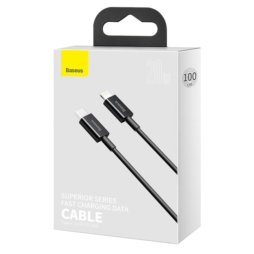 Dátový a nabíjací kábel USB-C - Lightning Baseus Superior Series, 20W, 1m, čierny CATLYS-A01